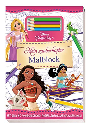 Disney Prinzessin: Mein zauberhafter Malblock: Malblock mit 4 Farbstiften
