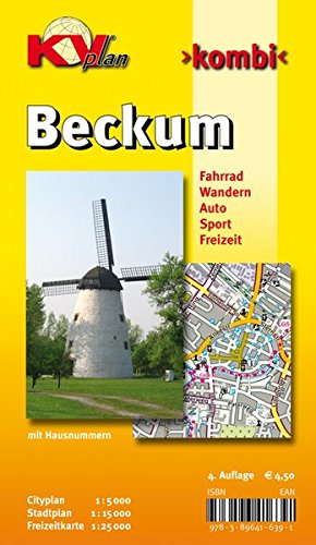 Beckum: 1:15.000 Stadtplan mit Freizeitkarte 1:25.000 inkl. Rad- und Wanderwegen, Cityplan 1:5.000 (KVplan Münsterland-Region)