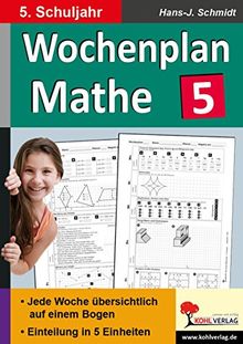 Wochenplan Mathe / Klasse 5: Jede Woche übersichtlich auf einem Bogen! (5. Schuljahr)