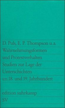 Wahrnehmungsformen und Protestverhalten. Studie zur Lage der Unterschichten im 18. und 19. Jahrhundert.
