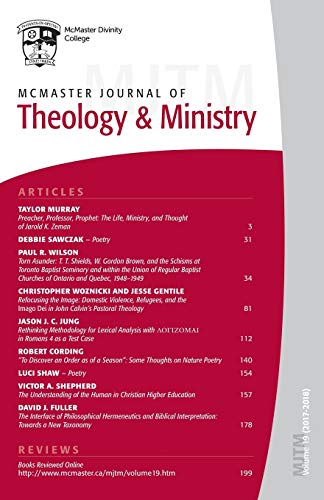 McMaster Journal of Theology and Ministry: Volume 19, 2017–2018: Volume 19, 2016-2017