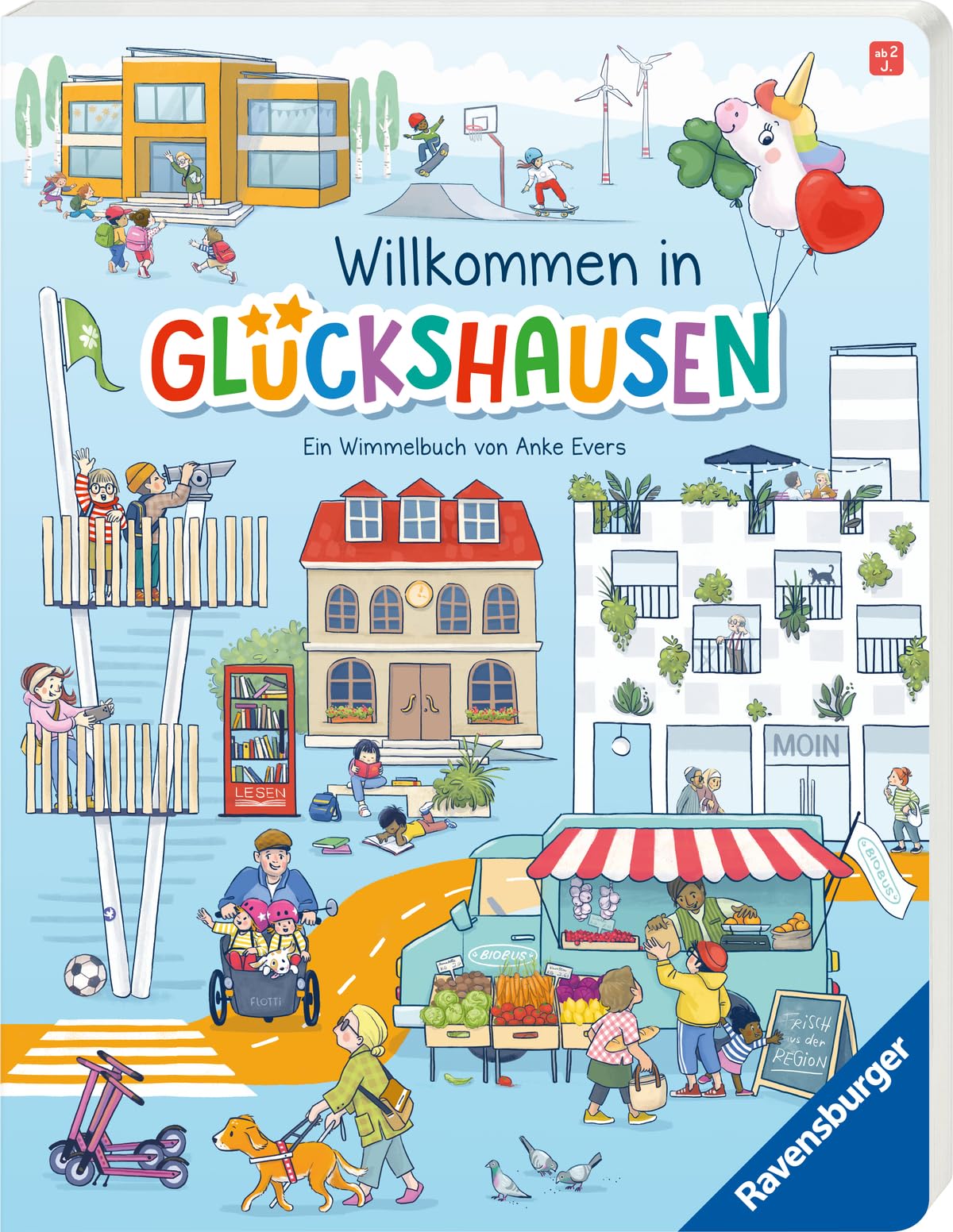 Willkommen in Glückshausen: Kunterbuntes Wimmelbuch - Unzählige Alltagsgeschichten in Bildern - für Kinder ab 2 Jahre: Ein Wimmelbuch von Anke Evers (Meine Glückshausen-Wimmelbücher)