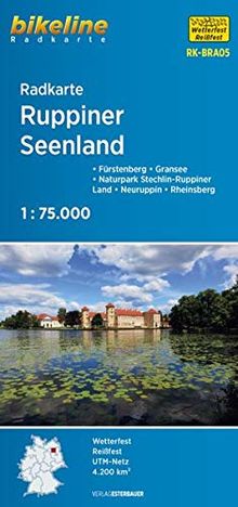 Radkarte Ruppiner Seenland (RK-BRA05): Fürstenberg – Gransee – Naturpark Stechlin-Ruppiner Land – Neuruppin – Rheinsberg, 1:75.000, wetterfest/reißfest, GPS-tauglich mit UTM-Netz (Bikeline Radkarte)