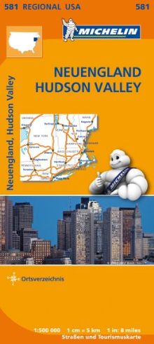 Michelin Neuengland, Hudson Valley: Straßen- und Tourismuskarte 1:500.000 (MICHELIN Regionalkarten)