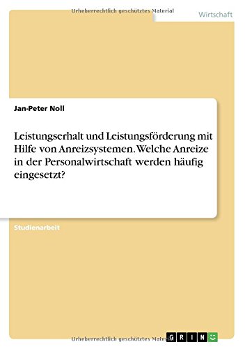 Leistungserhalt und Leistungsförderung mit Hilfe von Anreizsystemen. Welche Anreize in der Personalwirtschaft werden häufig eingesetzt?