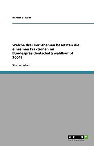 Welche drei Kernthemen besetzten die einzelnen Fraktionen im Bundespräsidentschaftswahlkampf 2004?