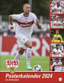 VfB Stuttgart Posterkalender 2024. Die Fußballstars im Poster-Format. Wandkalender mit den besten Spielerfotos des VfB Stuttgart.