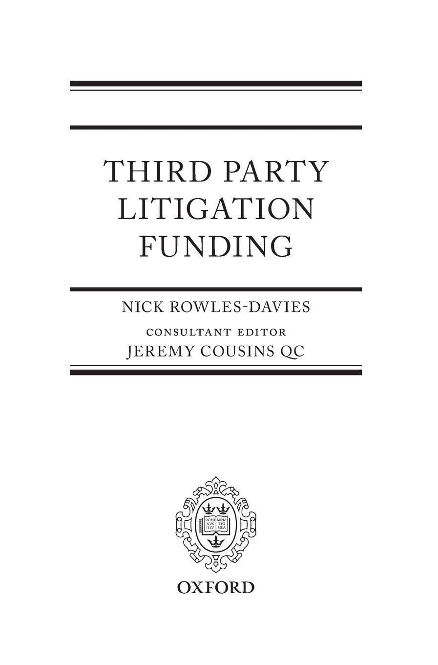THIRD PARTY LITIGATION FUNDING C