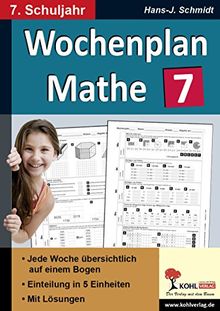 Wochenplan Mathe / Klasse 7: Jede Woche übersichtlich auf einem Bogen! (7. Schuljahr)