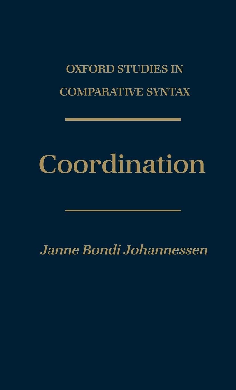 Cordination: Oxford Studies in Comparative Syntax