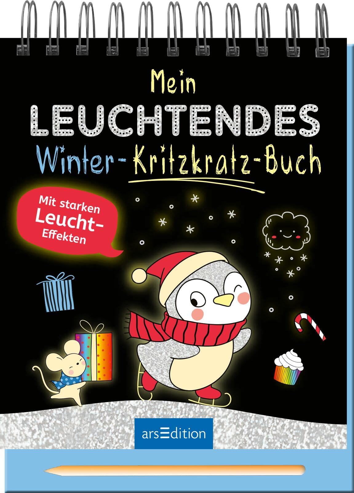 Mein leuchtendes Winter-Kritzkratz-Buch: Mit starken Leuchteffekten | Kreativer Kratzelspaß mit Malideen und Holzstift für Kinder ab 5 Jahren