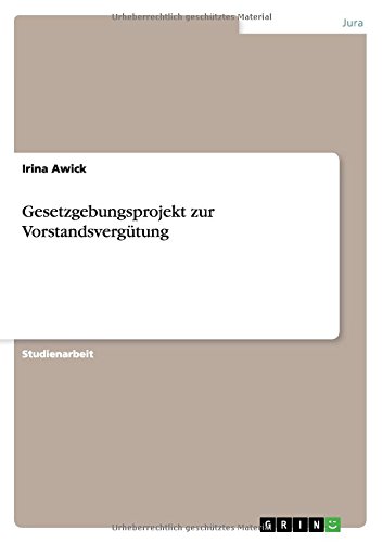 Gesetzgebungsprojekt zur Vorstandsvergütung