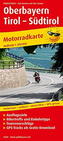 Oberbayern - Tirol - Südtirol: Motorradkarte mit Ausflugszielen, Einkehr- & Freizeittipps, wetterfest, reißfest, abwischbar, GPS-genau. 1:250000 (Motorradkarte / MK)