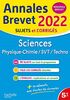 Annales Brevet 2022 Sciences: Physique-Chimie/SVT/Techno
