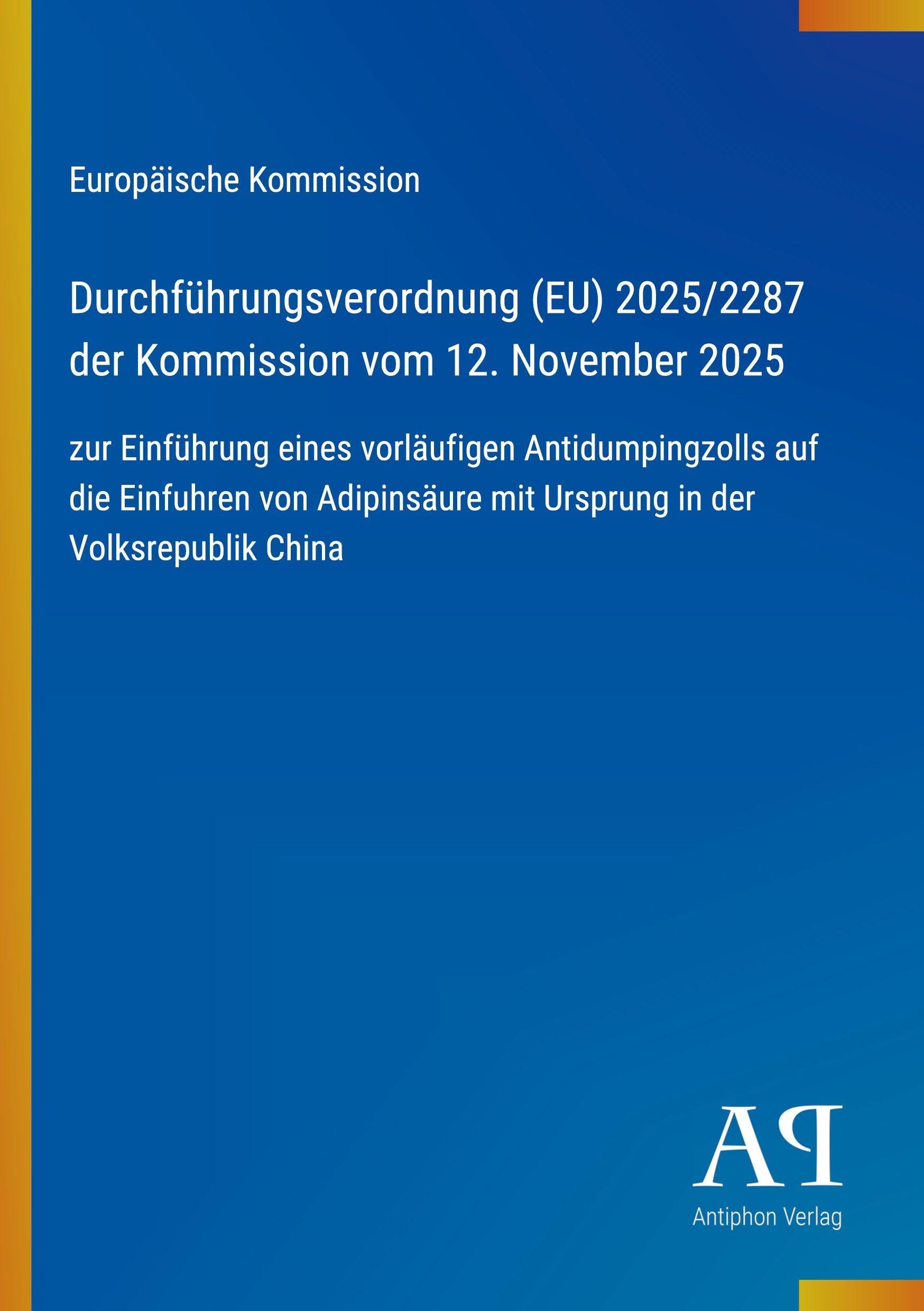 Durchführungsverordnung (EU) 2025/2287 der Kommission vom 12. November 2025