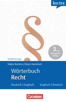 Lextra - Englisch - Fachwörterbücher: Wörterbuch Recht: Deutsch-Englisch/Englisch-Deutsch