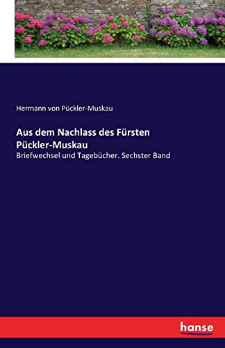Aus dem Nachlass des Fürsten Pückler-Muskau: Briefwechsel und Tagebücher. Sechster Band