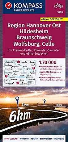 KOMPASS Fahrradkarte Region Hannover Ost, Hildesheim, Braunschweig, Wolfsburg, Celle 3365: Fahrradkarte. GPS-genau. 1:70000 (KOMPASS-Fahrradkarten Deutschland, Band 3365)