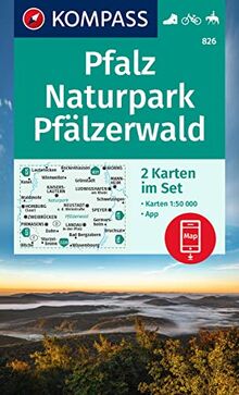 KOMPASS Wanderkarten-Set 826 Pfalz, Naturpark Pfälzerwald (2 Karten) 1:50.000: inklusive Karte zur offline Verwendung in der KOMPASS-App. Fahrradfahren. Reiten