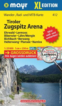 Tiroler Zugspitz Arena XL, Ehrwald, Lermoos, Biberwier, Lähn/Wengle, Bichlbach, Berwang, Heiterwang, Plansee, Namlos: Wander-, Rad- und ... und wetterfest (Mayr Wanderkarte, Band 412)