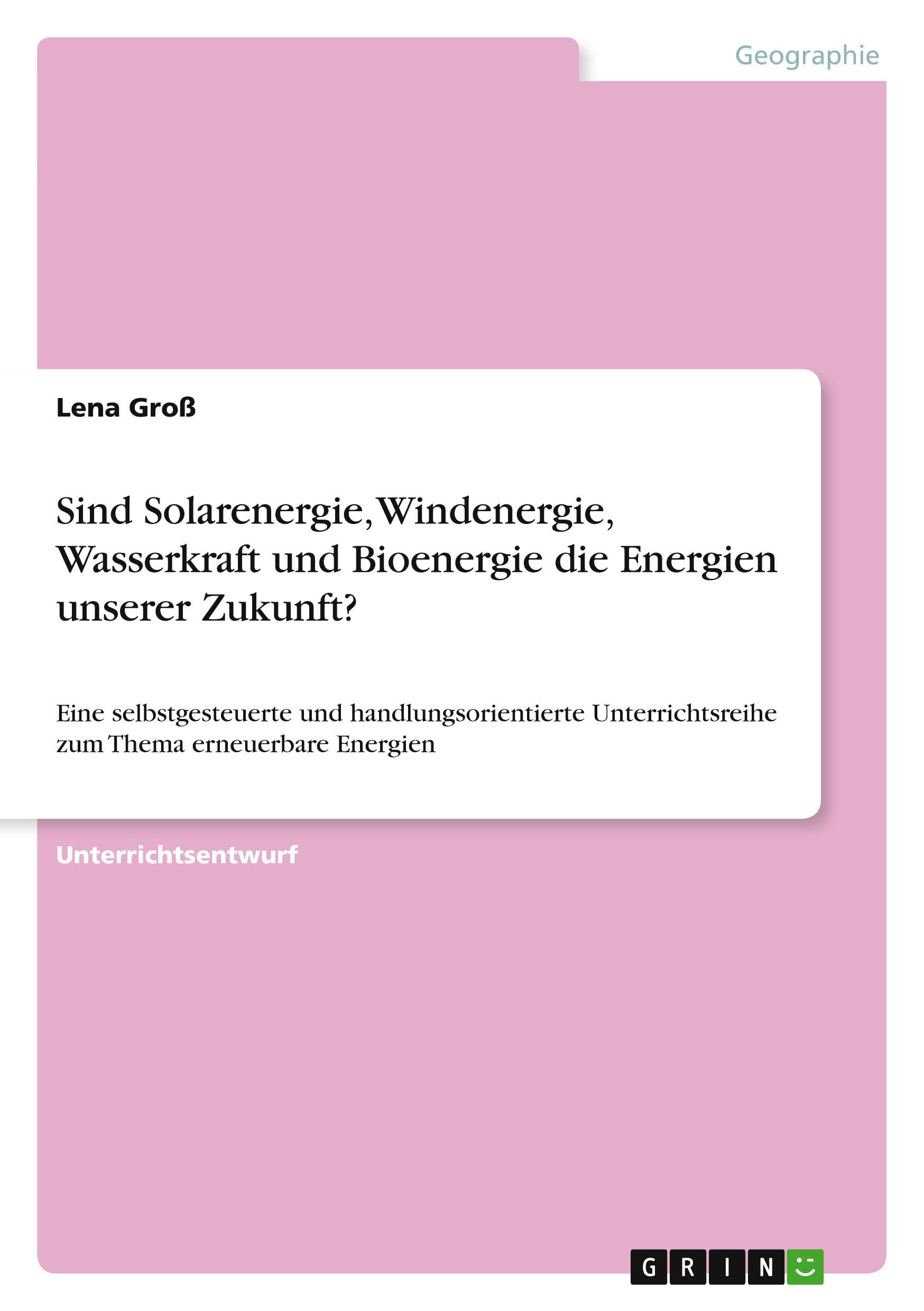 Sind Solarenergie, Windenergie, Wasserkraft und Bioenergie die Energien unserer Zukunft?: Eine selbstgesteuerte und handlungsorientierte Unterrichtsreihe zum Thema erneuerbare Energien