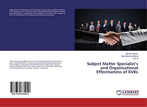 Subject Matter Specialist¿s and Organisational Effectiveness of KVKs