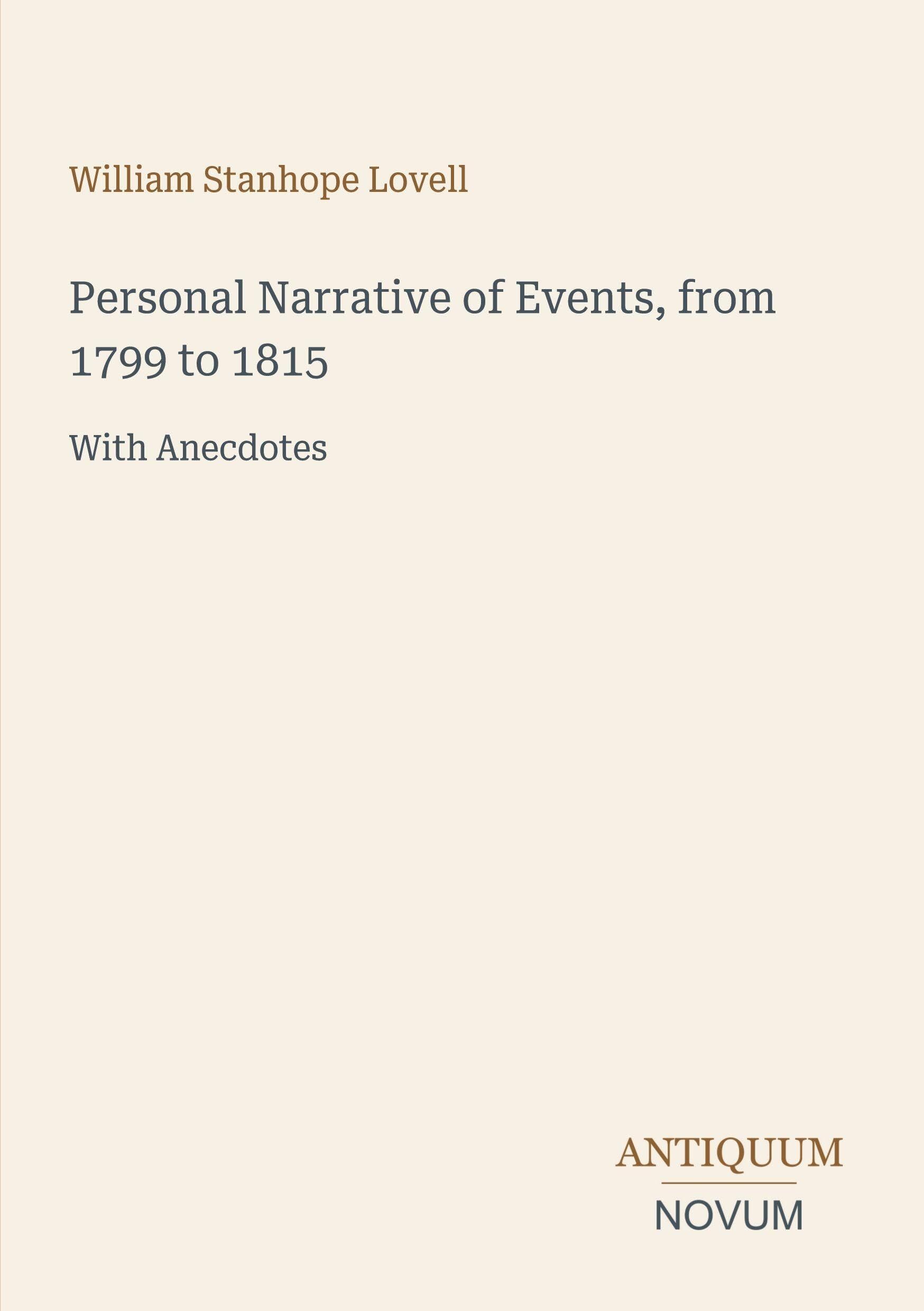 Personal Narrative of Events, from 1799 to 1815