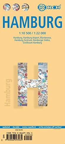 Hamburg: 1:10 500 / 1:22 000. Einzelkarten: Hamburg 1:22 000, Hamburg Zentrum 1:10 500, Blankenese 1:22 000, Hamburg Flughafen 1:22 000, Hamburger ... & time zone: BB.C458 (Borch Maps)