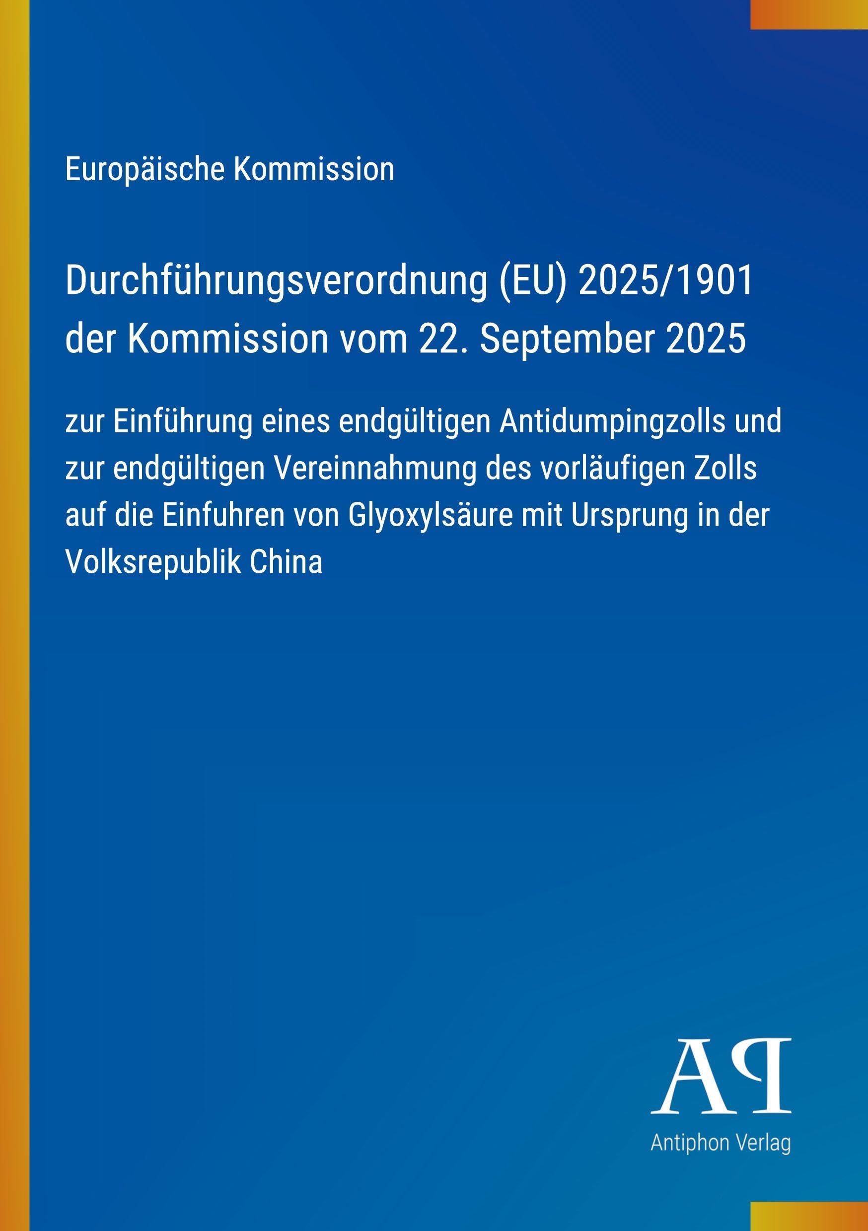 Durchführungsverordnung (EU) 2025/1901 der Kommission vom 22. September 2025