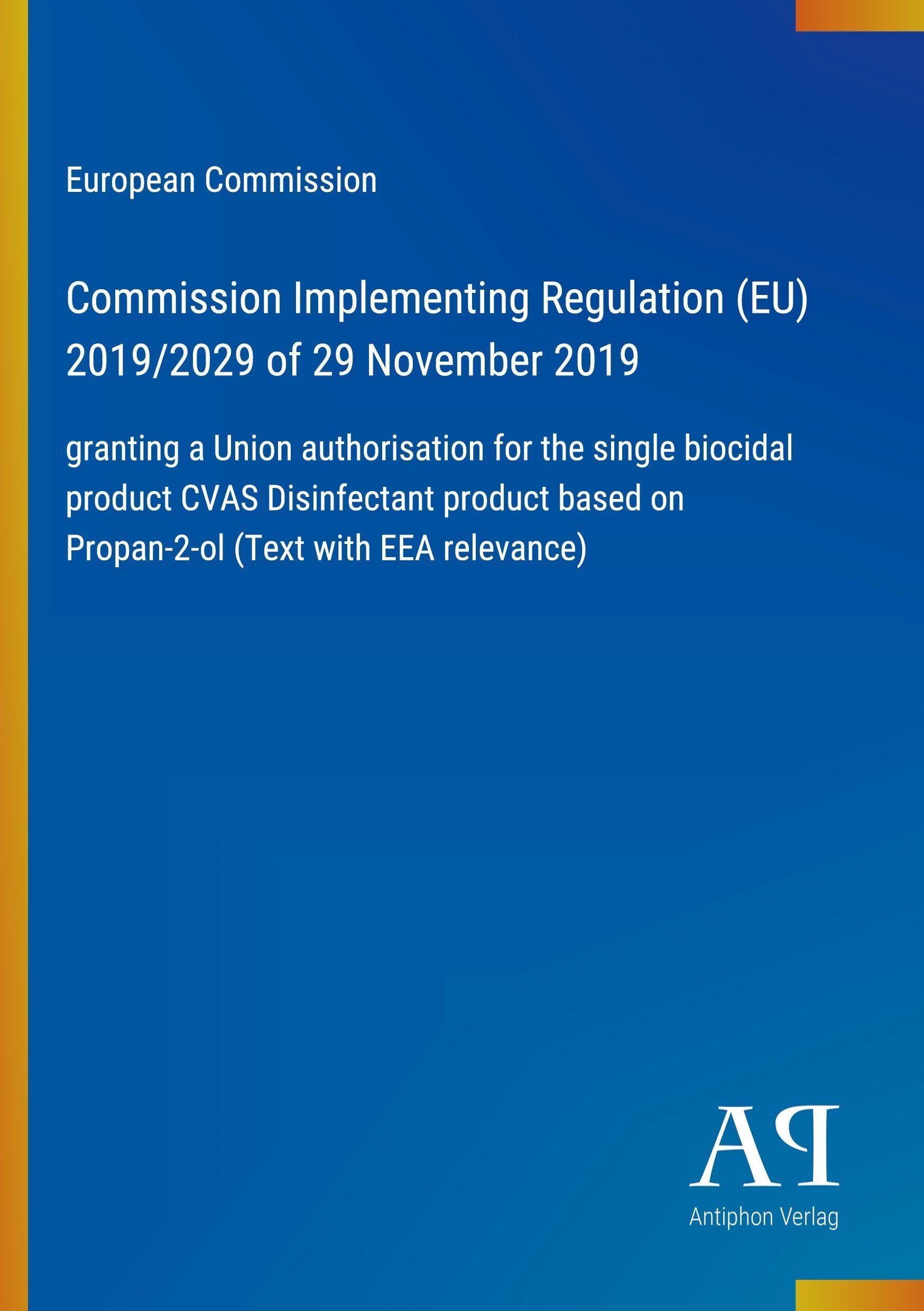 Commission Implementing Regulation (EU) 2019/2029 of 29 November 2019