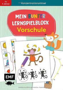 Mein bunter Lernspielblock – Vorschule: Konzentrationsrätsel: Übungen und Rätsel ab 5 Jahren