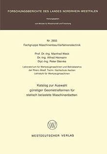 Katalog zur Auswahl günstiger Geometrieformen für statisch belastete Maschinenbetten (Forschungsberichte des Landes Nordrhein-Westfalen, 2933, Band 2933)