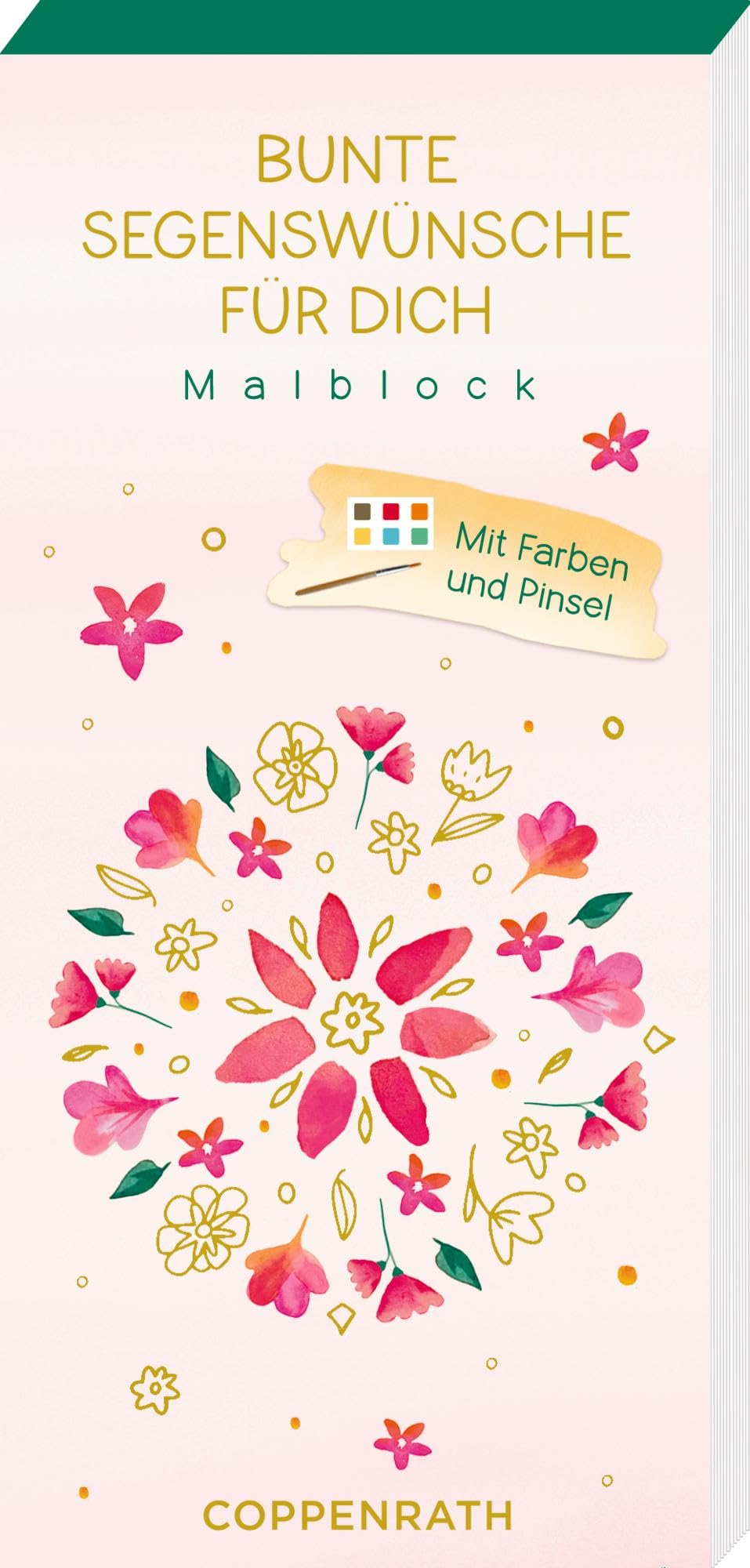 Mini-Malblock – Bunte Segenswünsche für dich: Malblock mit Farben und Pinsel: Ausmalbuch für Kinder ab 5 Jahren als Geschenk zur Erstkommunion, Aquarellfarben und Pinsel enthalten