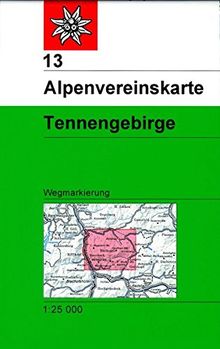 Tennengebirge: Topographische Karte 1:25.000 mit Wegmarkierungen (Alpenvereinskarten)