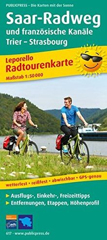 Radwanderkarte Saar-Radweg und französische Kanäle, Konz - Strasbourg: Mit Ausflugszielen, Einkehr- & Freizeittipps, wetterfest, reißfest, abwischbar, GPS-genau. 1:50000