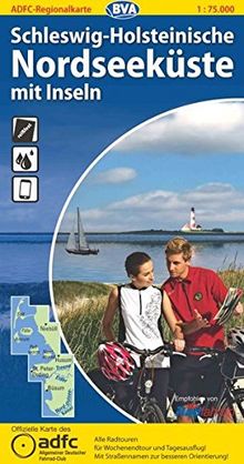 ADFC-Regionalkarte Schleswig-Holsteinische Nordseeküste mit Inseln mit Tagestouren-Vorschlägen, 1:75.000, reiß- und wetterfest, GPS-Tracks Download (ADFC-Regionalkarte 1:75000)