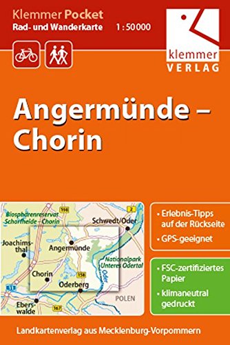 Klemmer Pocket Rad- und Wanderkarte Angermünde - Chorin: GPS geeignet, Erlebnis-Tipps auf der Rückseite, 1:50000