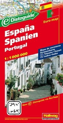 Hallwag Straßenkarten, Spanien, Portugal: Mit Orts- und Namenverzeichnis und Distoguide, BeeTagg (Euro Map)