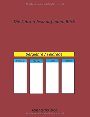 Die Lehren Jesu auf einen Blick: SCHLACHTER 2000