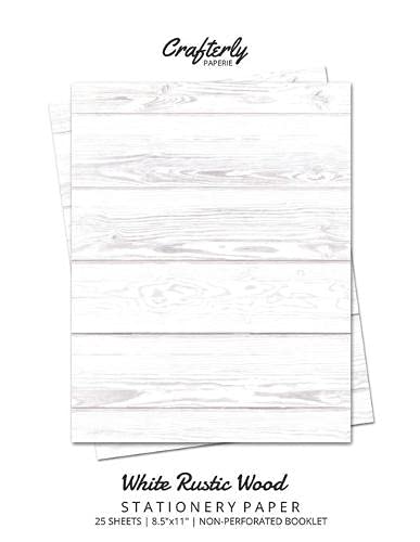 White Rustic Wood Stationery Paper: Cute Letter Writing Paper for Home, Office, Letterhead Design, 25 Sheets