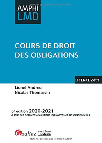 Cours De Droit Des Obligations: Licence 2 Et 3 (2020-2021)