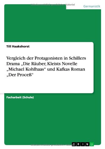 Vergleich der Protagonisten in Schillers Drama Die Räuber, Kleists Novelle Michael Kohlhaas und Kafkas Roman Der Proceß