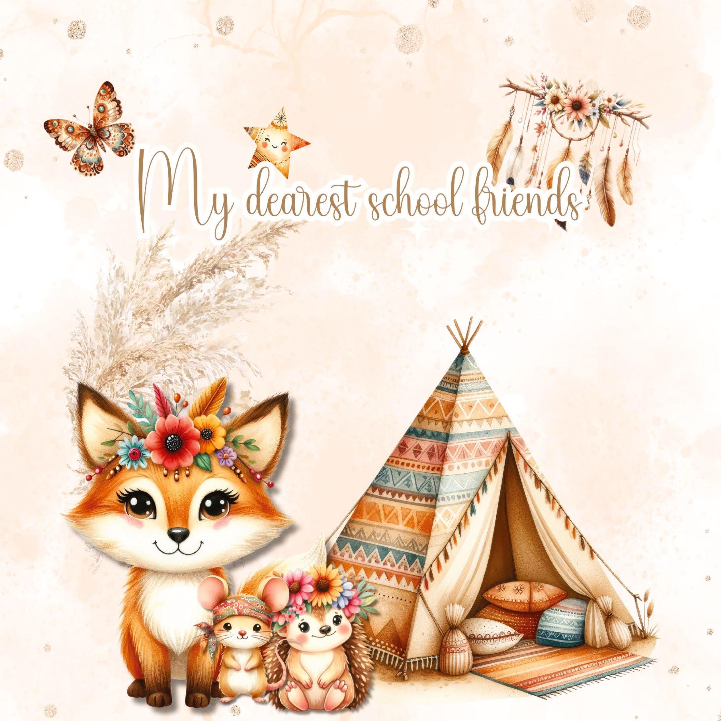 My Favorite School Friends – Boho Forest Animals: An Interactive Memory Book for Unforgettable School Years