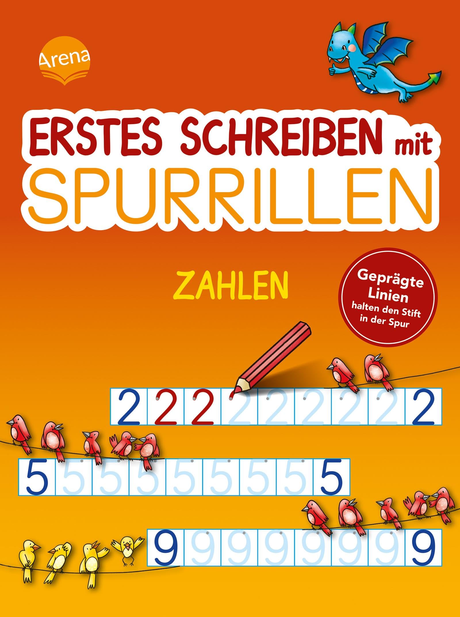 Erstes Schreiben mit Spurrillen. Zahlen: Übungsblock zum Schreiben lernen mit geprägten Zahlen, für ein klares Schriftbild, einfache Stiftführung, für ... für Schulanfangs- und Grundschulkinder)