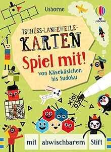 Tschüss-Langeweile-Karten: Spiel mit!: von Käsekästchen bis Sudoku – mit abwischbarem Stift (Tschüss-Langeweile-Reihe)