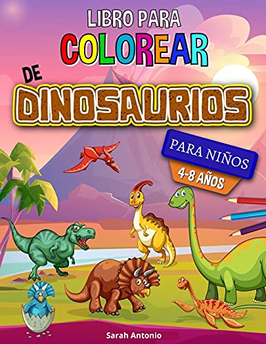 Libro para colorear de dinosaurios: Libro para colorear de dinosaurios, divertido libro para colorear para niños y niñas para relajarse y aliviar el estrés