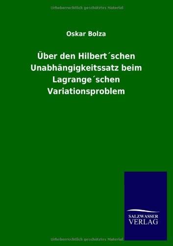 Über den Hilbert´schen Unabhängigkeitssatz beim Lagrange´schen Variationsproblem