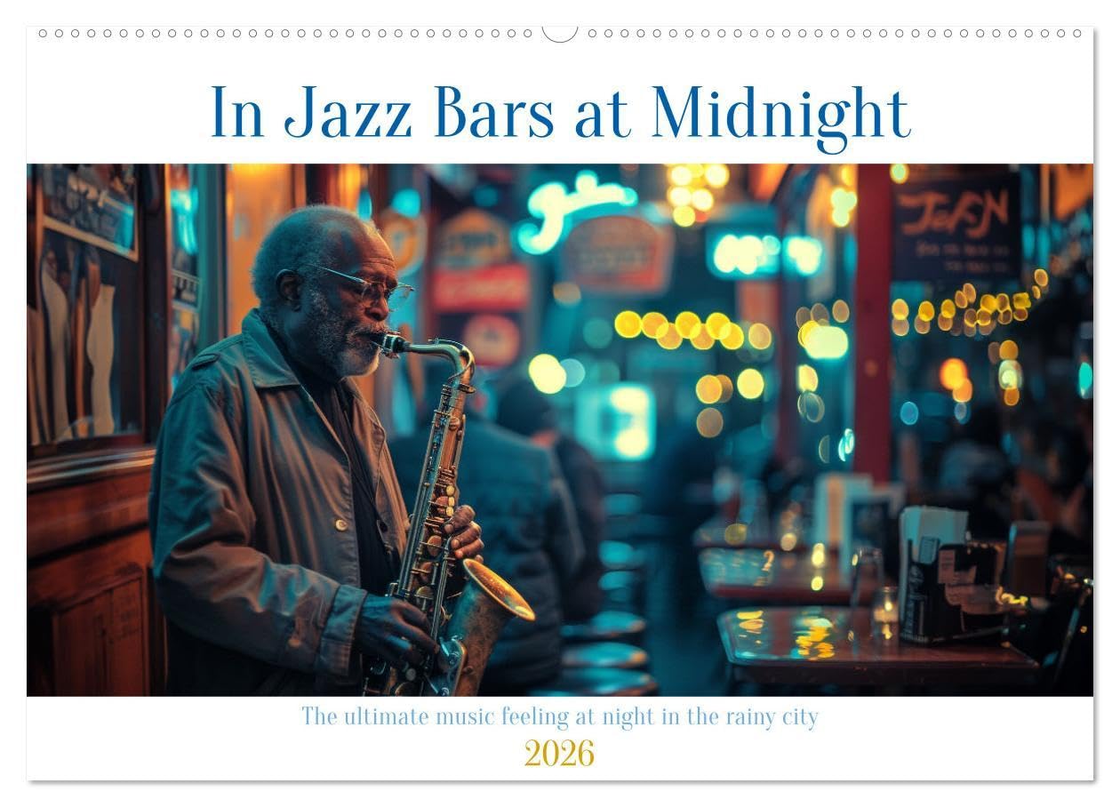 In Jazz Bars at Midnight (Wall Calendar 2026 DIN A2 landscape), CALVENDO 12 Month Wall Calendar: The city's heartbeat slows in the rain, but inside, jazz pulses with an unrelenting energy