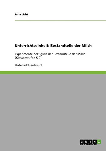 Unterrichtseinheit: Bestandteile der Milch: Experimente bezüglich der Bestandteile der Milch (Klassenstufen 5-9)
