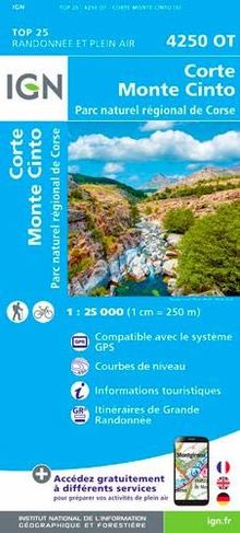 Corte Monte Cinto  Parc National de Corse 1 : 25 000